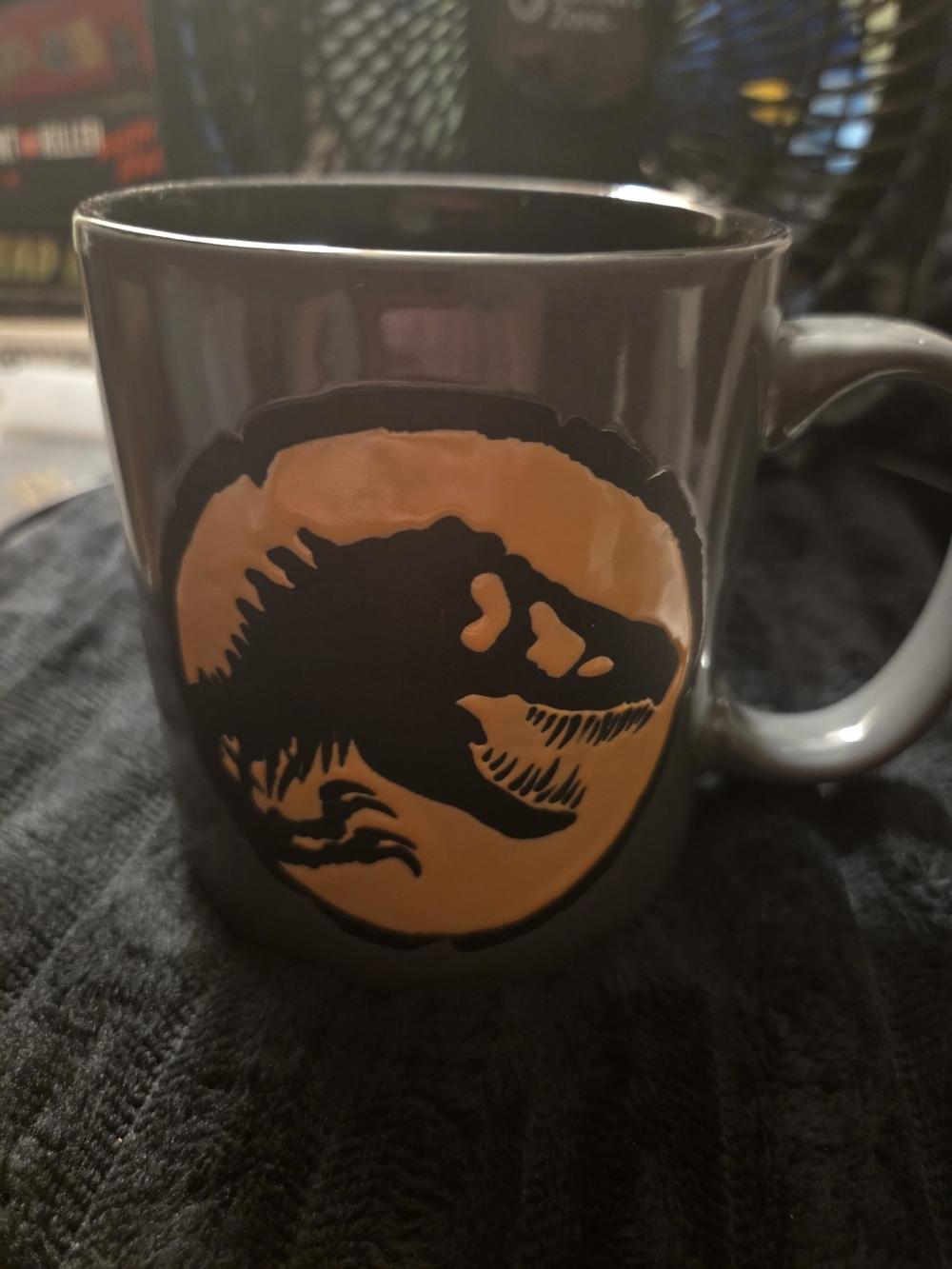 Jurassic Dinosaur Accent Mug - Gray and Orange - Picture 1 of 4